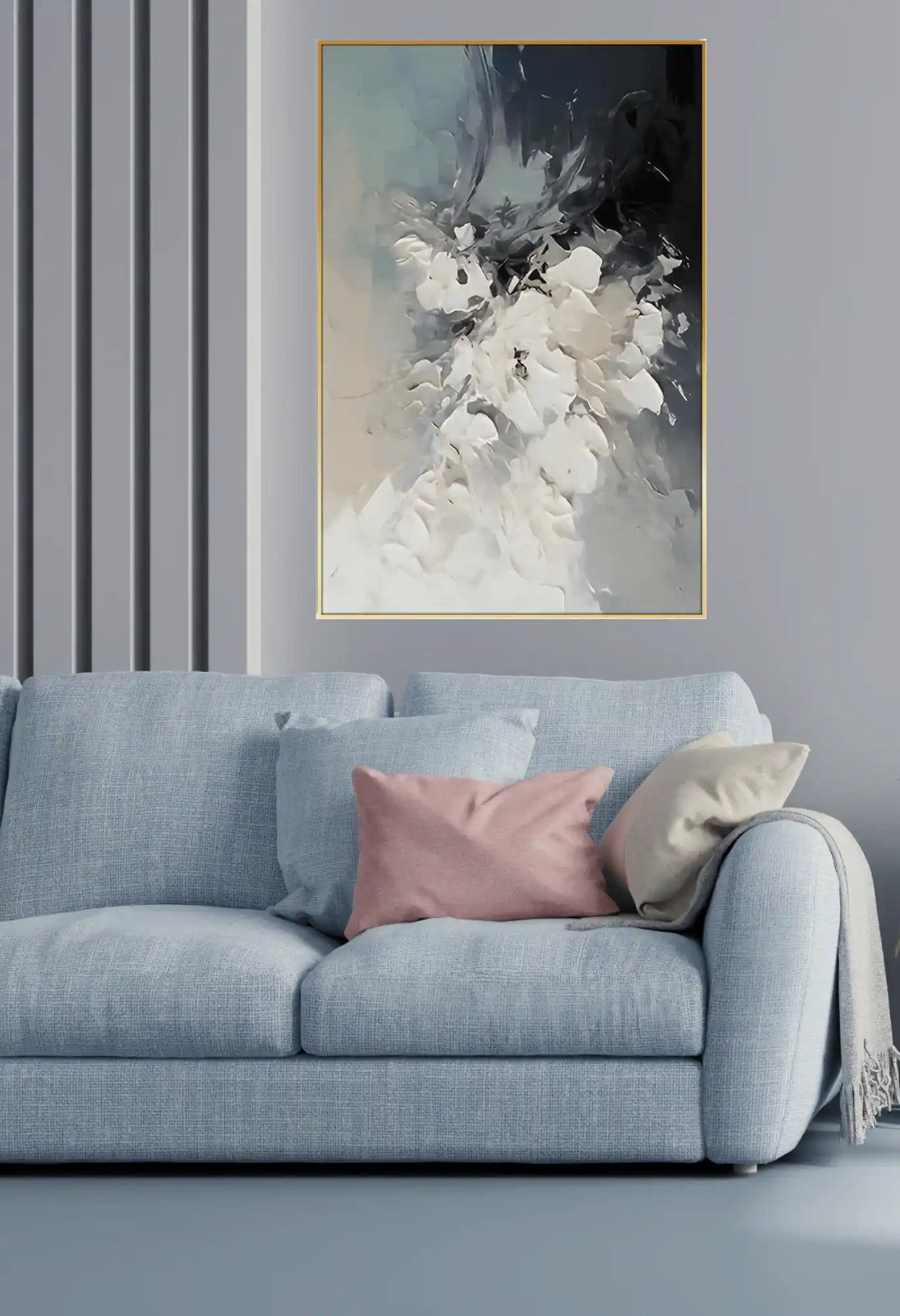 Blue and White Abstract Oversize Canvas Print Wall Art | CP168
