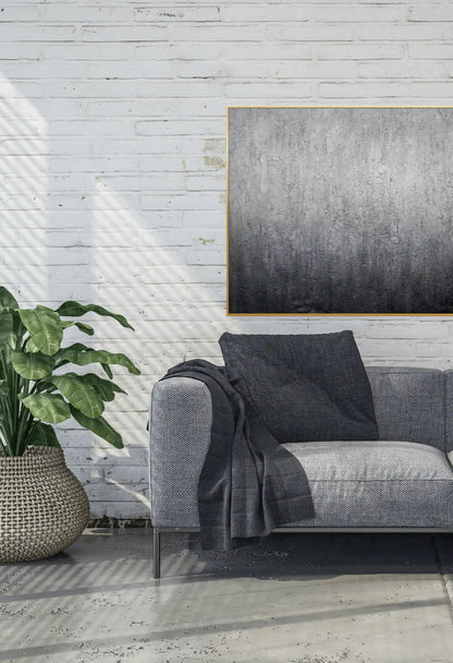 Muted Charcoal Grey Gradient Abstract Hand-Painted Canvas Art | HP032