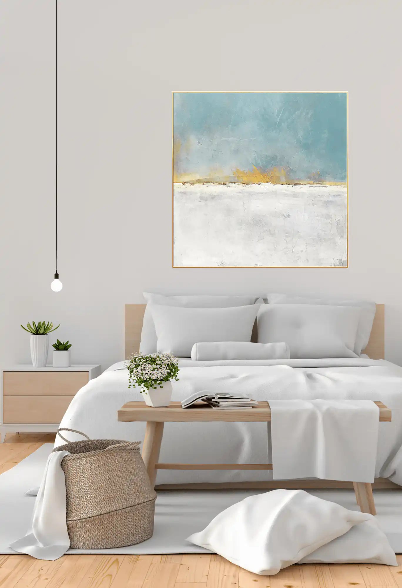 Light Blue and Gold Abstract Diptych Canvas Print Wall Art | CP039040