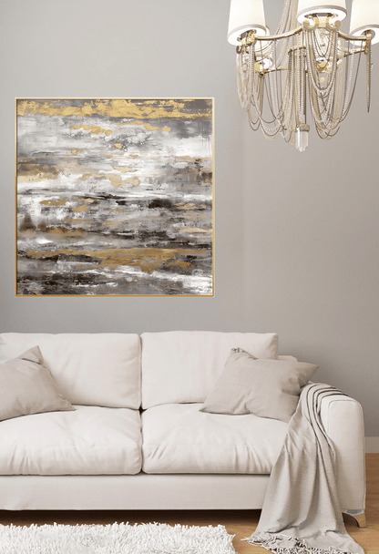 CP123 Gold and Gray Abstract Design Canvas Print Wall Decor