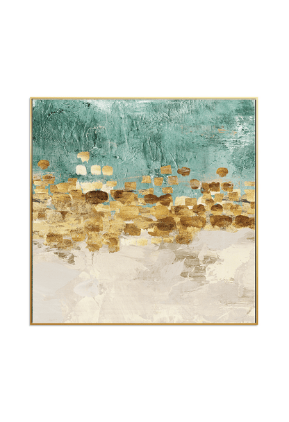 Teal and Gold Color Abstract Canvas Print Wall Art Set Minimalist Triptych | CP004