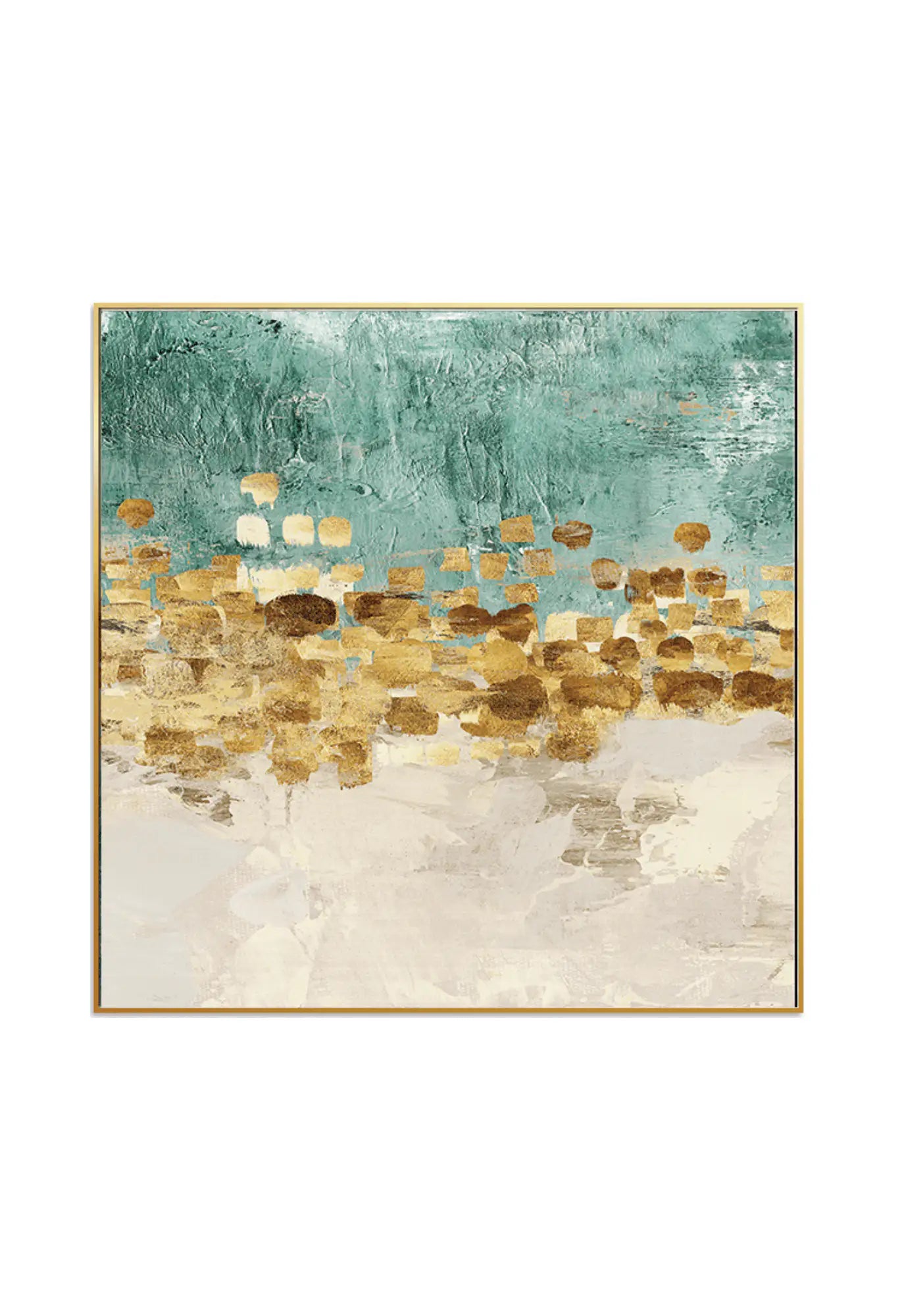 Teal and Gold Color Abstract Triptych Canvas Print Wall Art | CP004