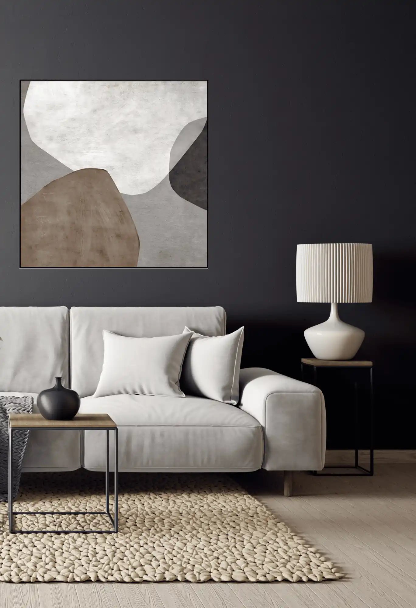 Brown Beige and Grey Abstract Diptych Canvas Print Wall Art | CP027126