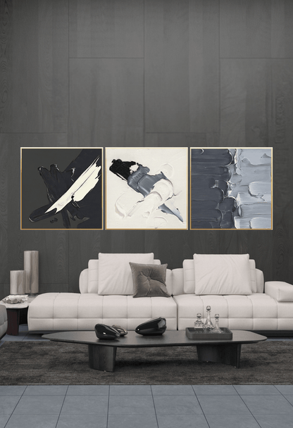 CP024025026 Black, White and Gray Abstract Design Canvas Prints Wall Decor