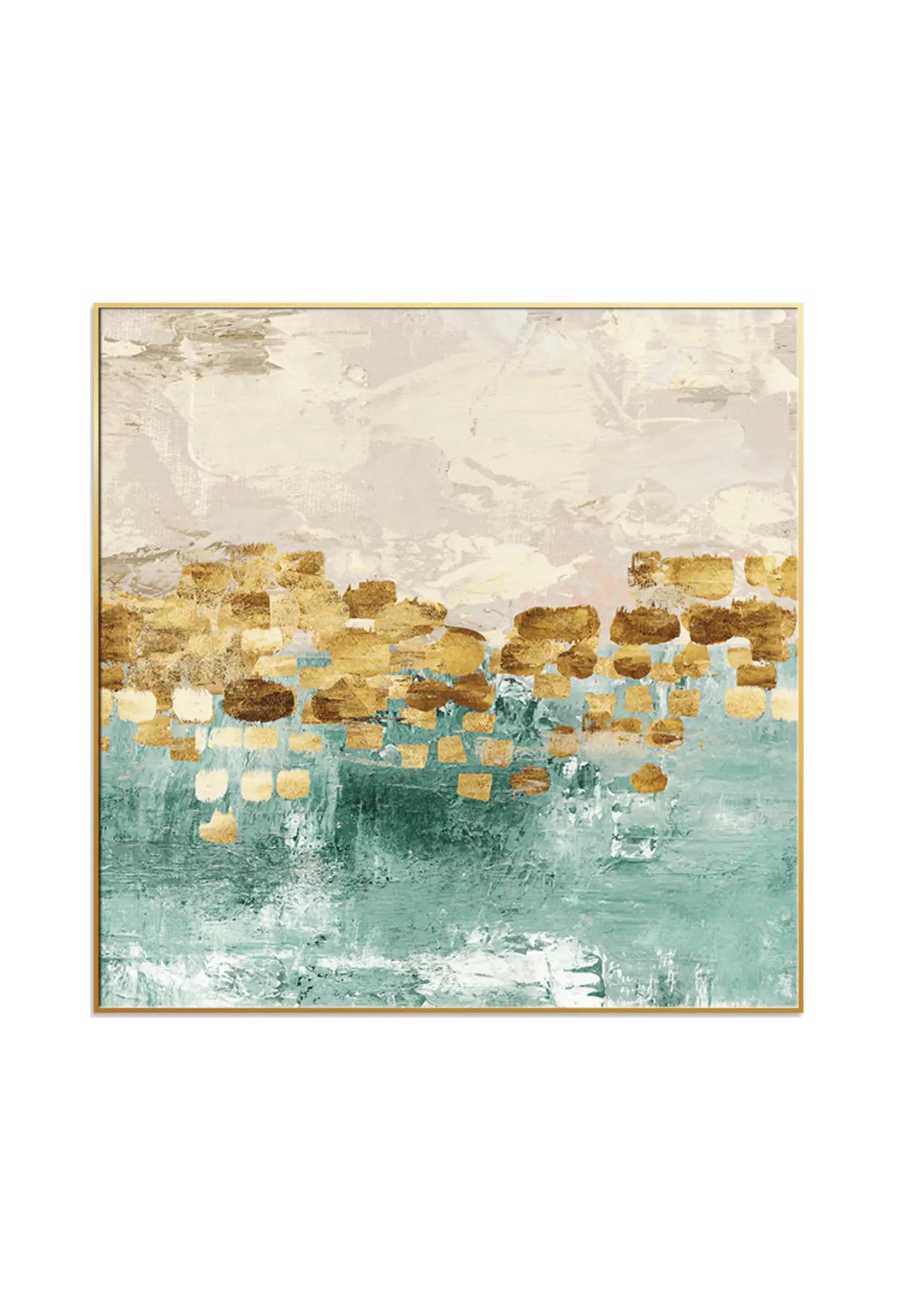 Teal and Gold Color Abstract Triptych Canvas Print Wall Art | CP004
