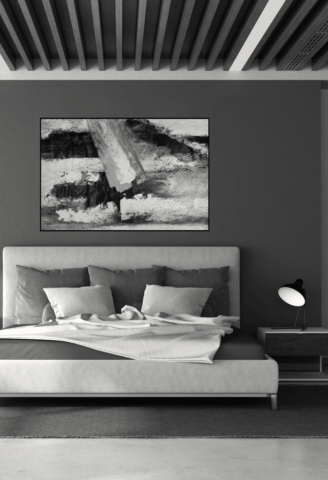 Monochrome Abstract Cross Hand-Painted Canvas Wall Art 85x125 cm | HP029