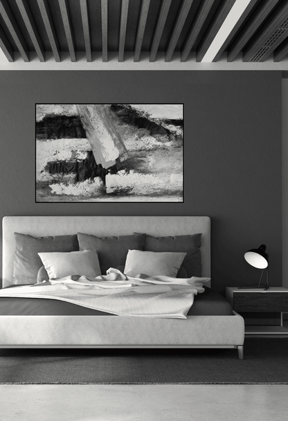 Monochrome Abstract Cross Hand-Painted Canvas Wall Art 85x125 cm | HP029