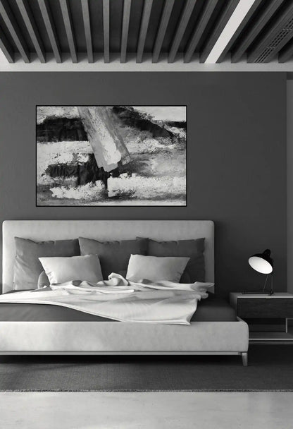 Monochrome Abstract Cross Hand-Painted Canvas Wall Art | HP029