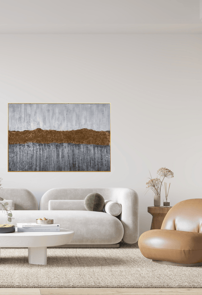 Muted Bronze Horizon Landscape Hand-Painted Canvas Art 85x125 cm | HP030