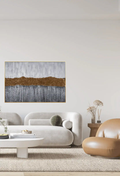 Muted Bronze Horizon Landscape Hand-Painted Canvas Art | HP030