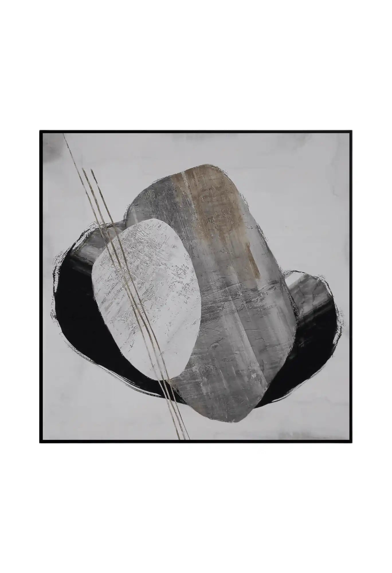 Black Grey and White Abstract Shapes Diptych Canvas Print Wall Art | CP027029
