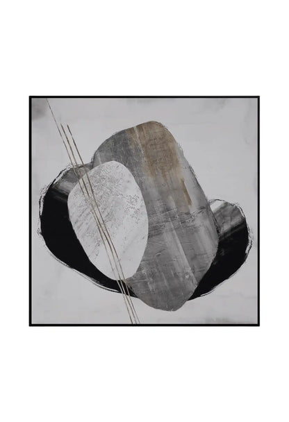 Black Grey and White Abstract Shapes Diptych Canvas Print Wall Art | CP027029