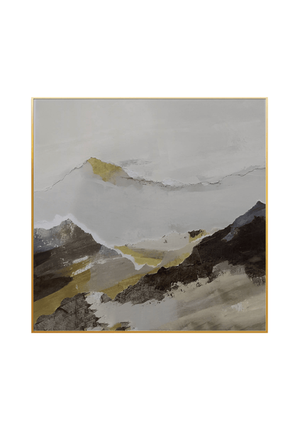 Mustard Yellow and Grey Abstract Canvas Print Wall Art 80x80 cm Set Minimalist Diptych | CP037038