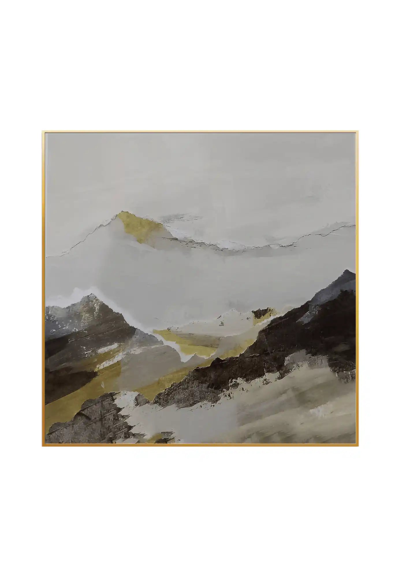 Mustard Yellow and Grey Abstract Diptych Canvas Print Wall Art | CP037038