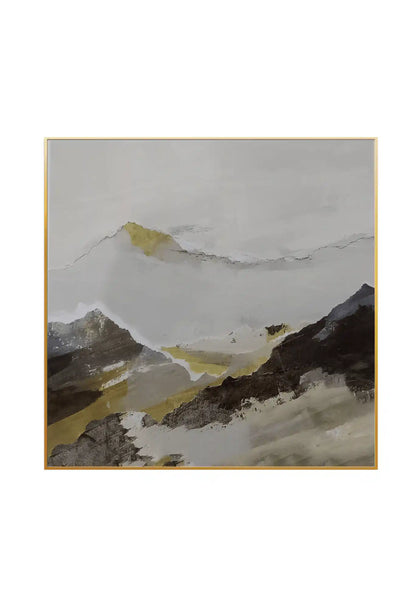Mustard Yellow and Grey Abstract Diptych Canvas Print Wall Art | CP037038