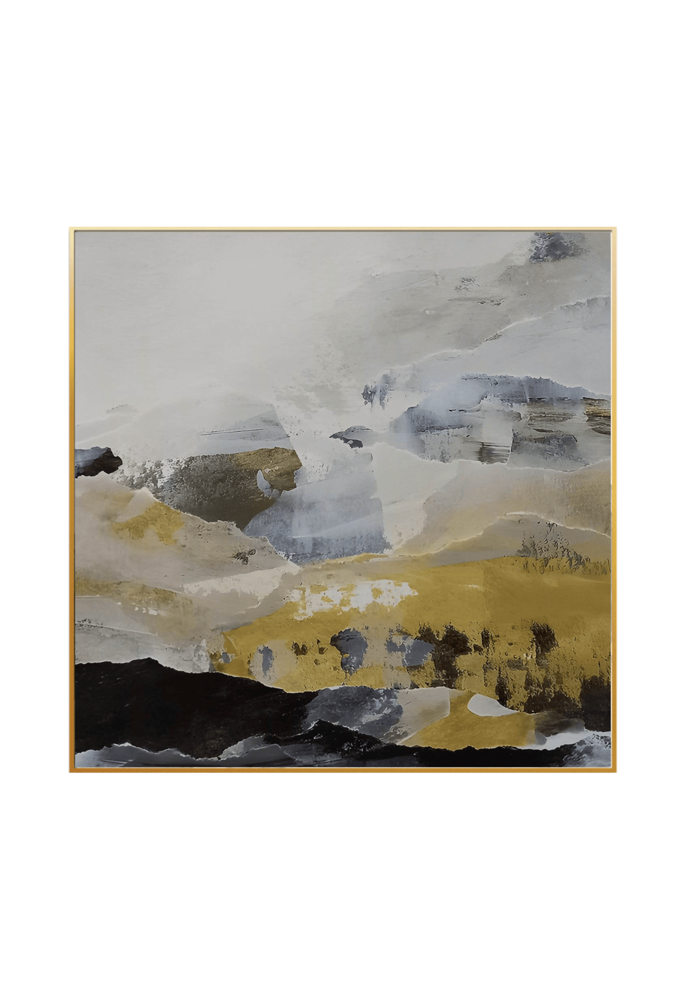 Mustard Yellow and Grey Abstract Canvas Print Wall Art 80x80 cm Set Minimalist Diptych | CP037038