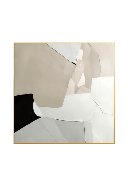Beige and Black Abstract Geometric Canvas Print Wall Art 80x80 cm Set Minimalist Diptych | CP027029