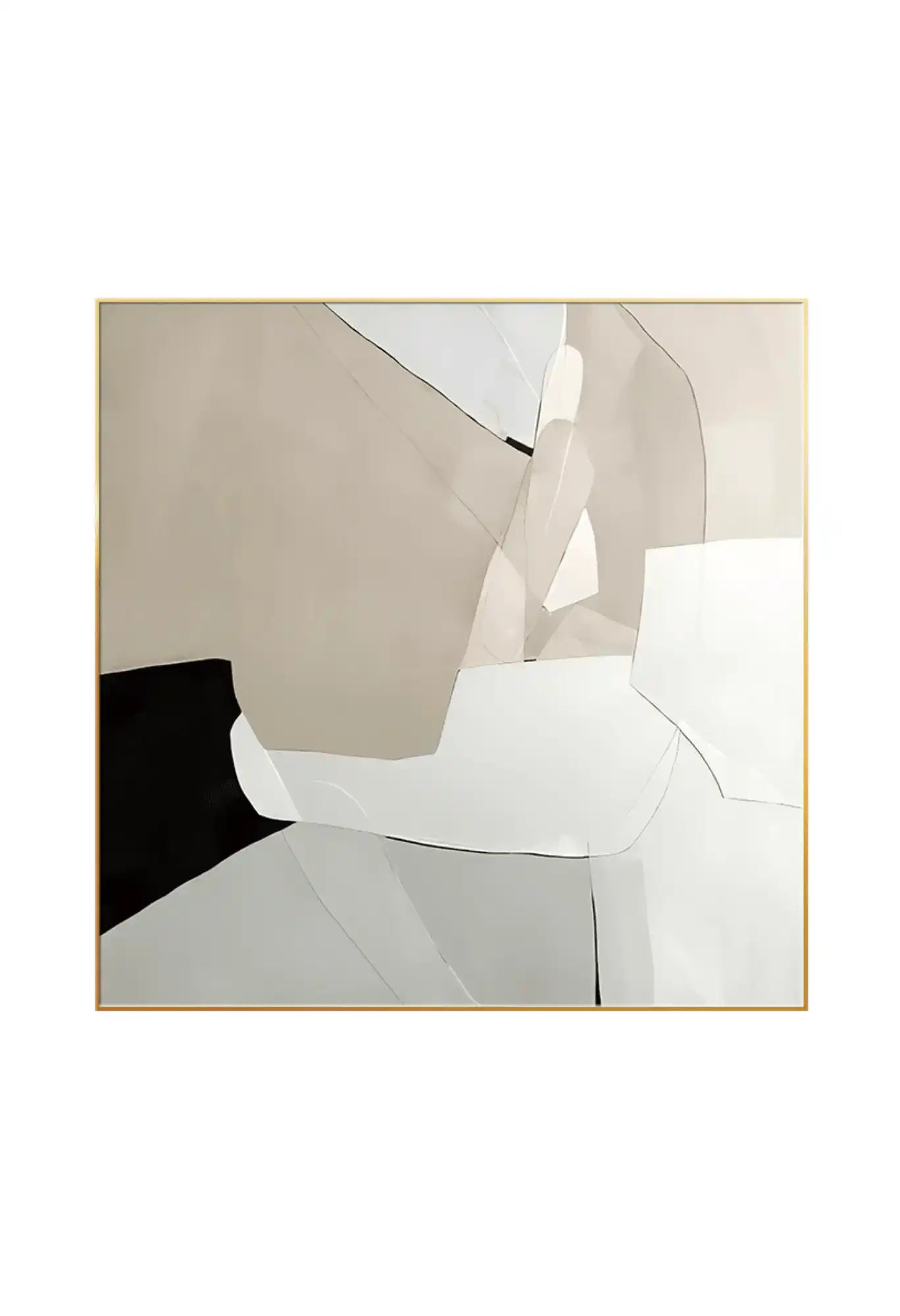 Beige and Black Abstract Geometric Diptych Canvas Print Wall Art | CP027029