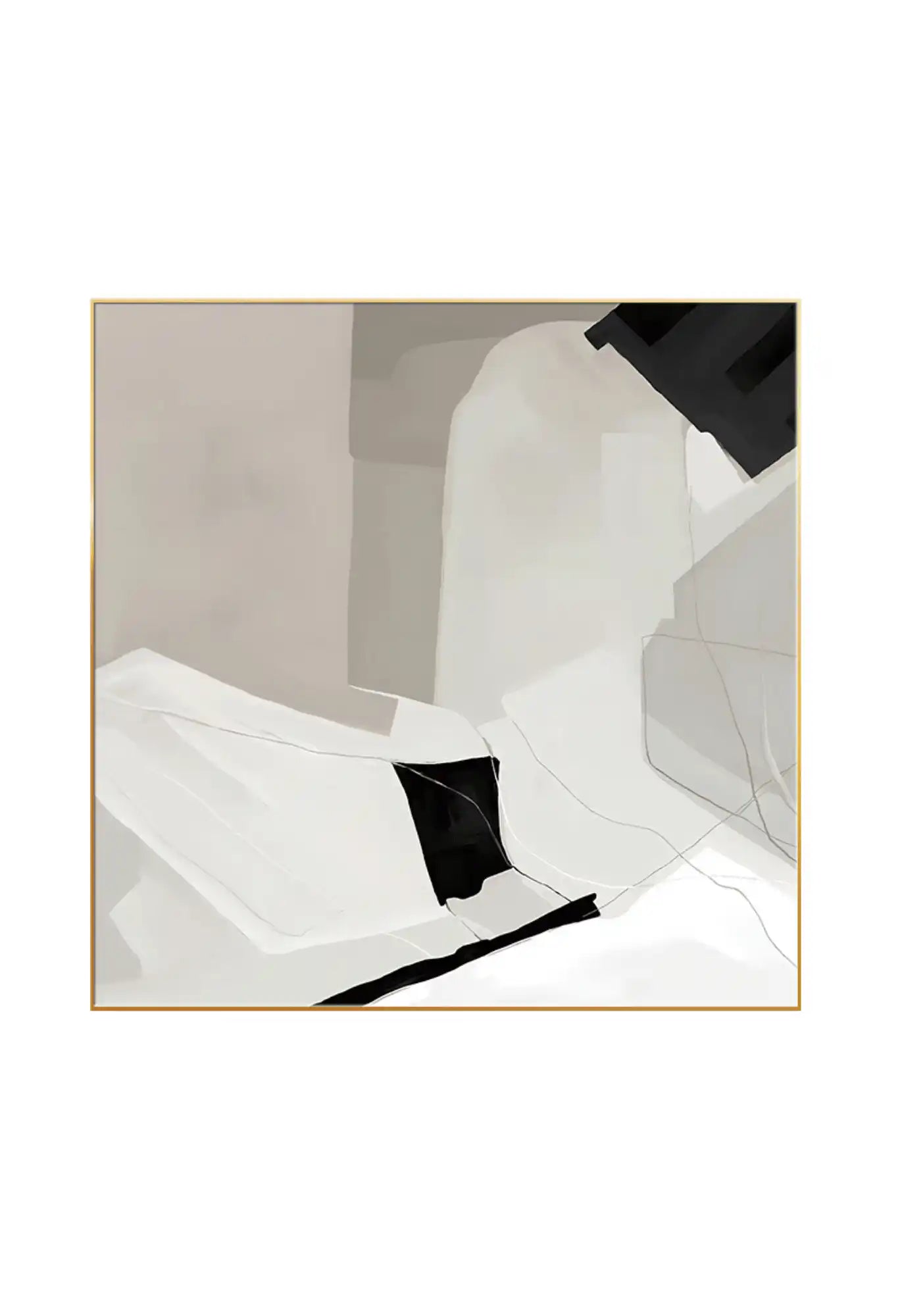 Beige and Black Abstract Geometric Diptych Canvas Print Wall Art | CP027029