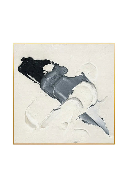 Black Grey and Beige Abstract Brushstroke Diptych Canvas Print Wall Art | CP024025026