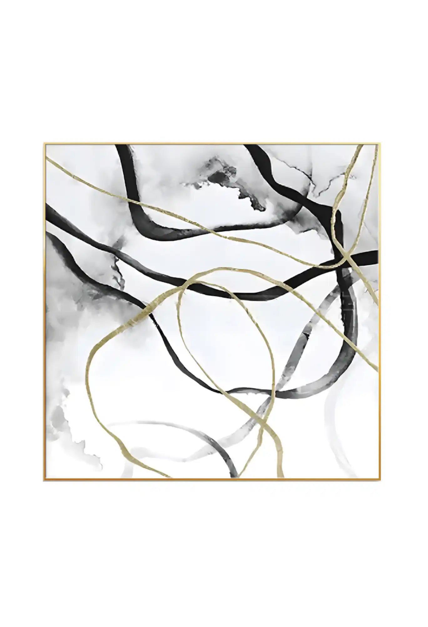 Black Gold and Grey Geometric Abstract Diptych Canvas Print Wall Art | CP032041
