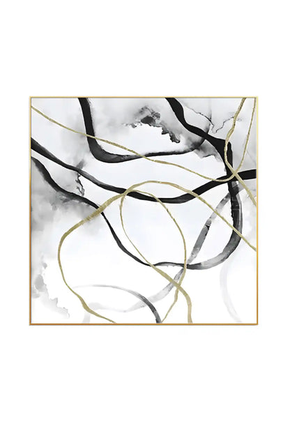 Black Gold and Grey Geometric Abstract Diptych Canvas Print Wall Art | CP032041