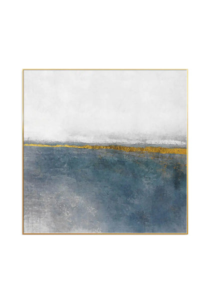 Teal Blue and Gold Abstract Diptych Canvas Print Wall Art | CP042043
