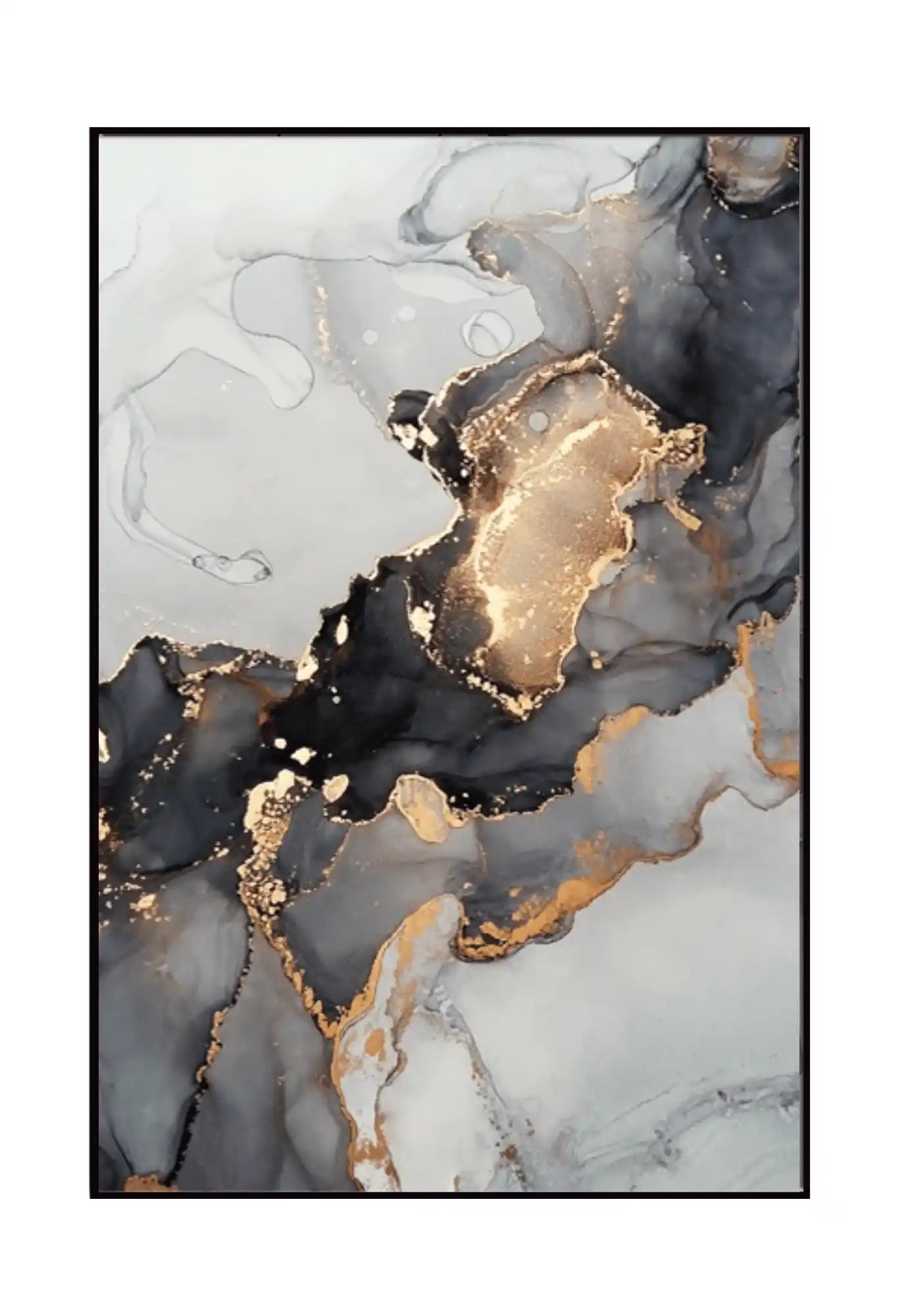 Black Gold and Grey Alcohol Ink Abstract Diptych Canvas Print Wall Art | CP062063