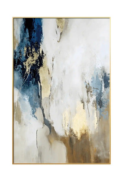 Navy Blue and Beige Abstract Diptych Canvas Print Wall Art | CP064