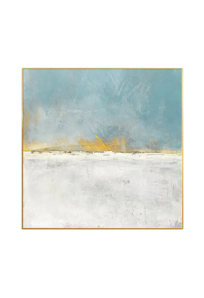 Light Blue and Gold Abstract Diptych Canvas Print Wall Art | CP039040