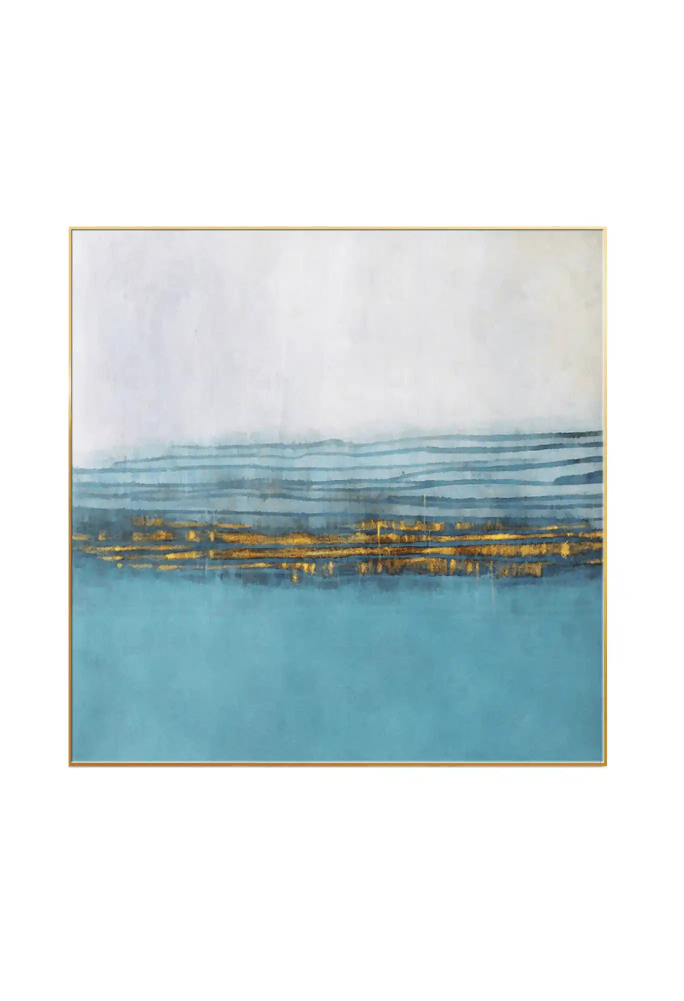 Light Blue and Gold Abstract Diptych Canvas Print Wall Art | CP039040