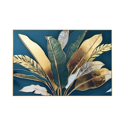 CP164 Green and Gold Leaf Canvas Print Wall Decor