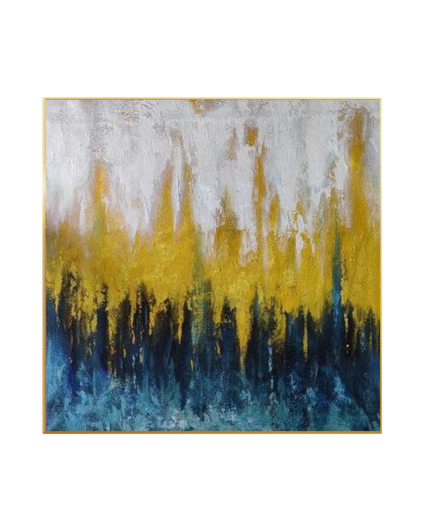 Blue and Yellow Abstraction Abstract Hand-Painted Canvas Art | HP038