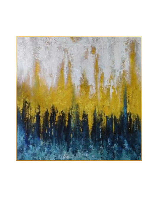 Blue and Yellow Abstraction Abstract Hand-Painted Canvas Art | HP038