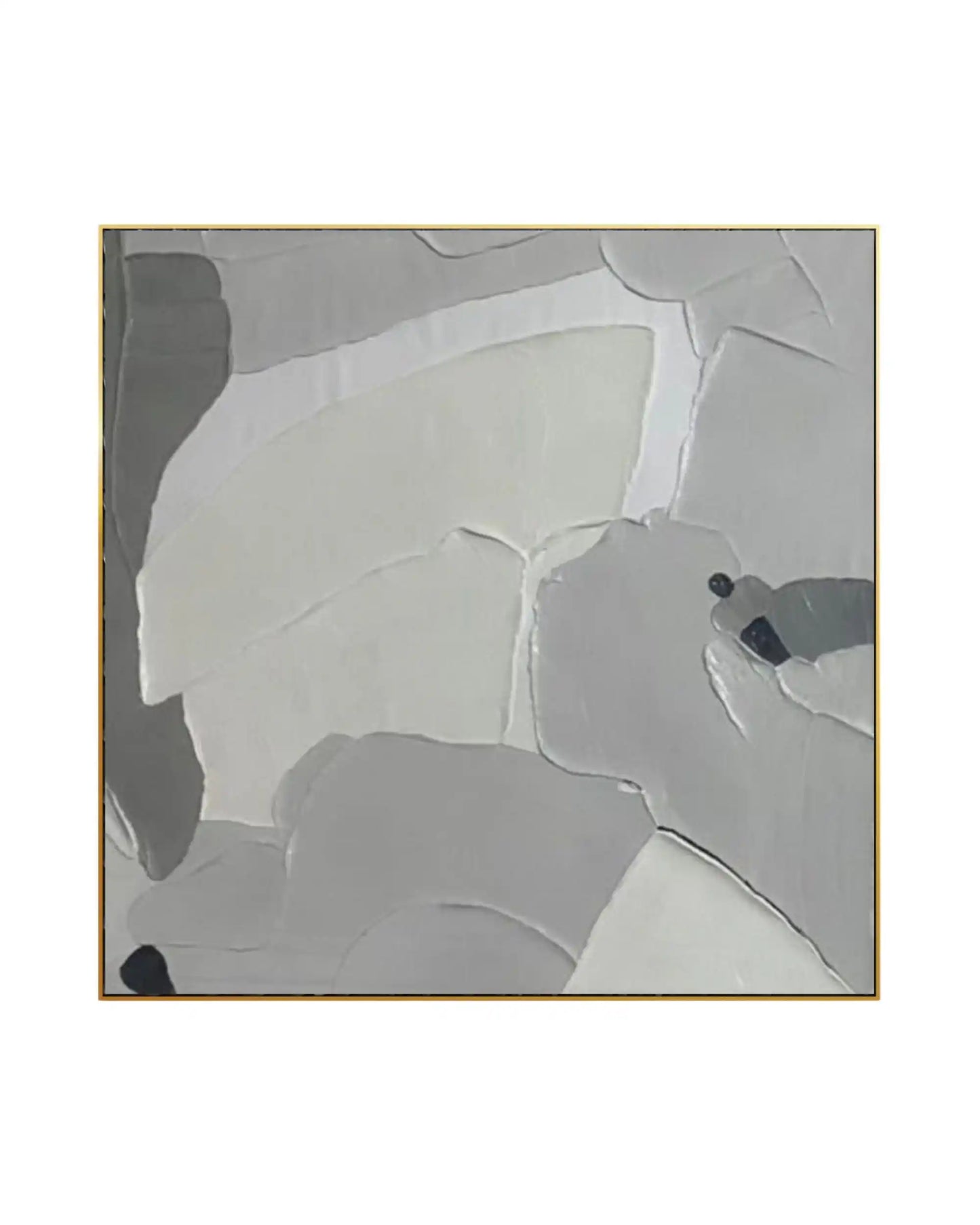 Muted Grey and Cream Block Abstract Hand-Painted Canvas Art | HP042