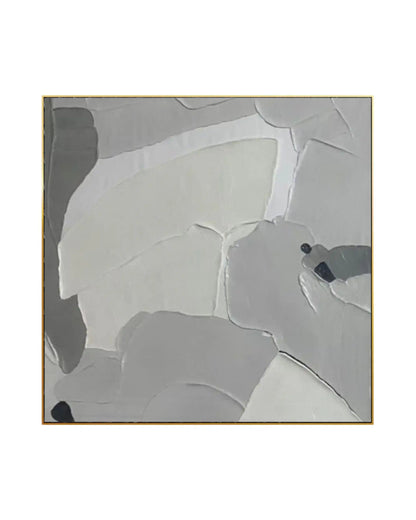 Muted Grey and Cream Block Abstract Hand-Painted Canvas Art | HP042