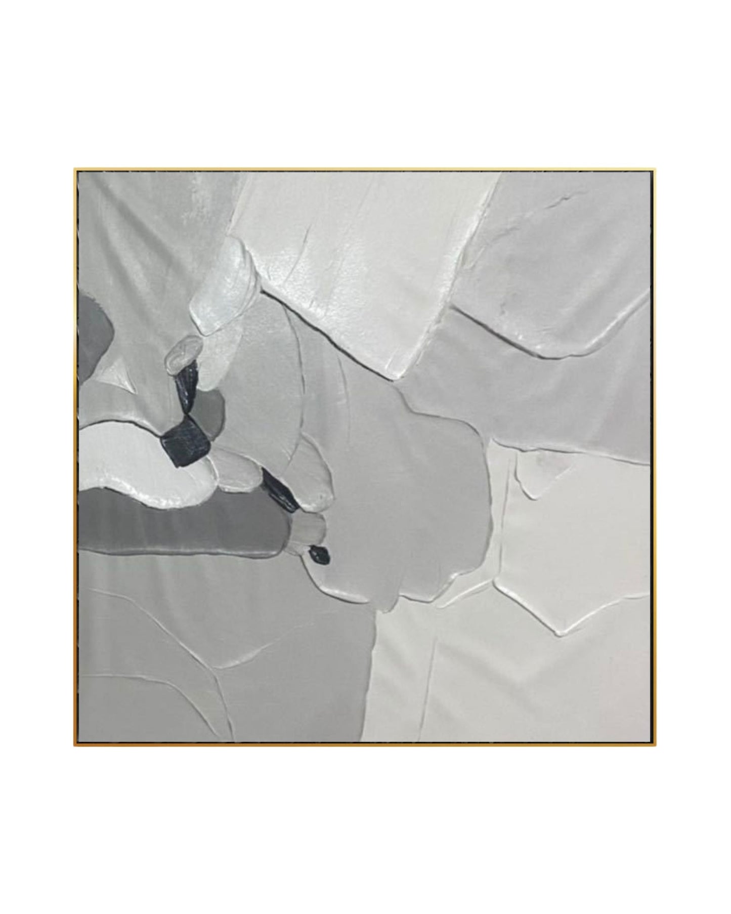 Muted Grey and White Block Abstract Hand-Painted Canvas Art | HP041