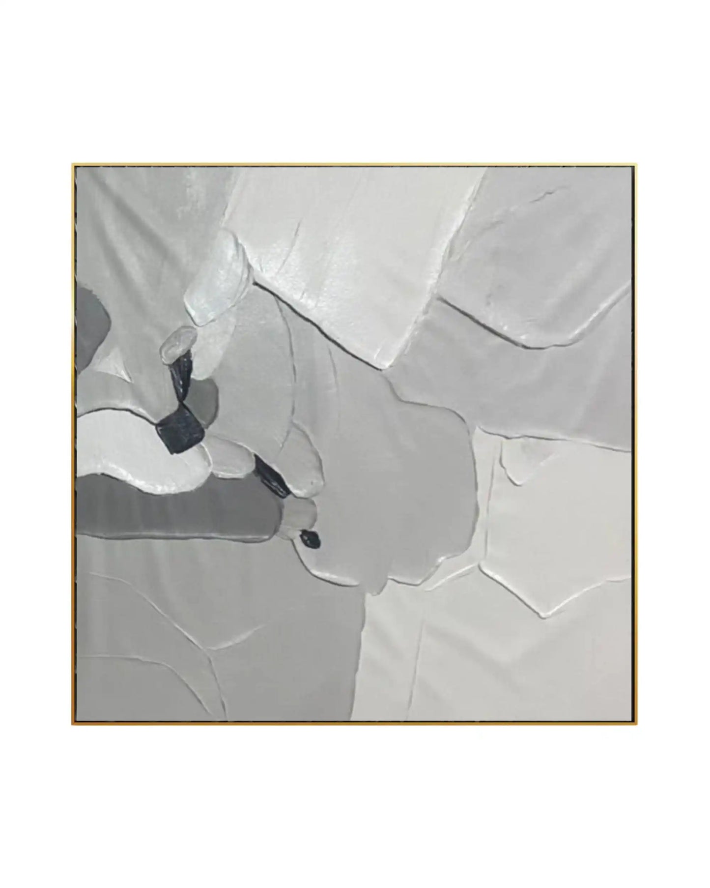 Muted Grey and White Block Abstract Hand-Painted Canvas Art | HP041