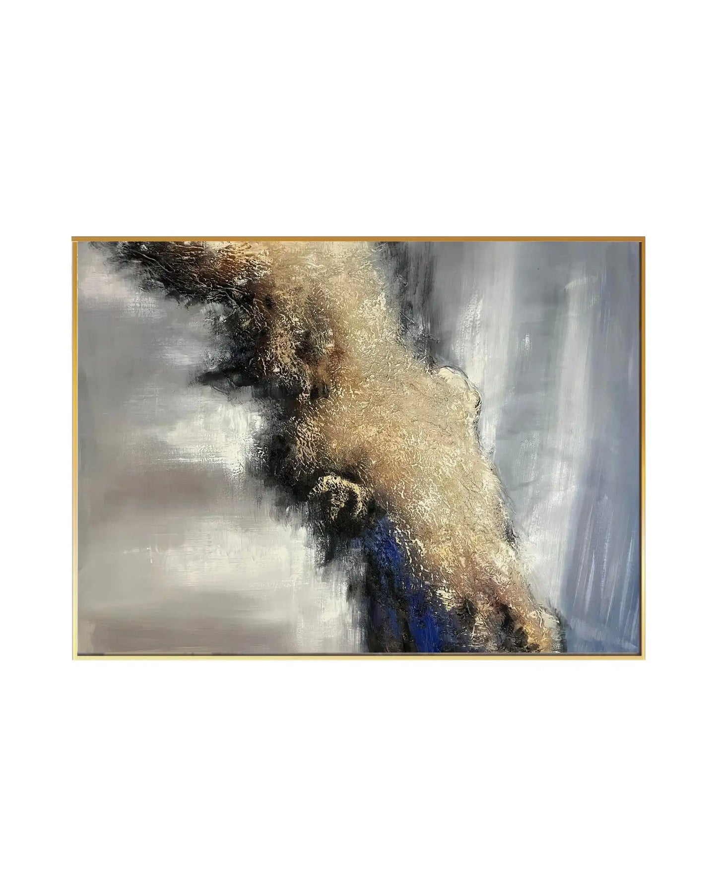 Grey and Gold Crest Abstract Landscape Hand-Painted Canvas Art | HP052