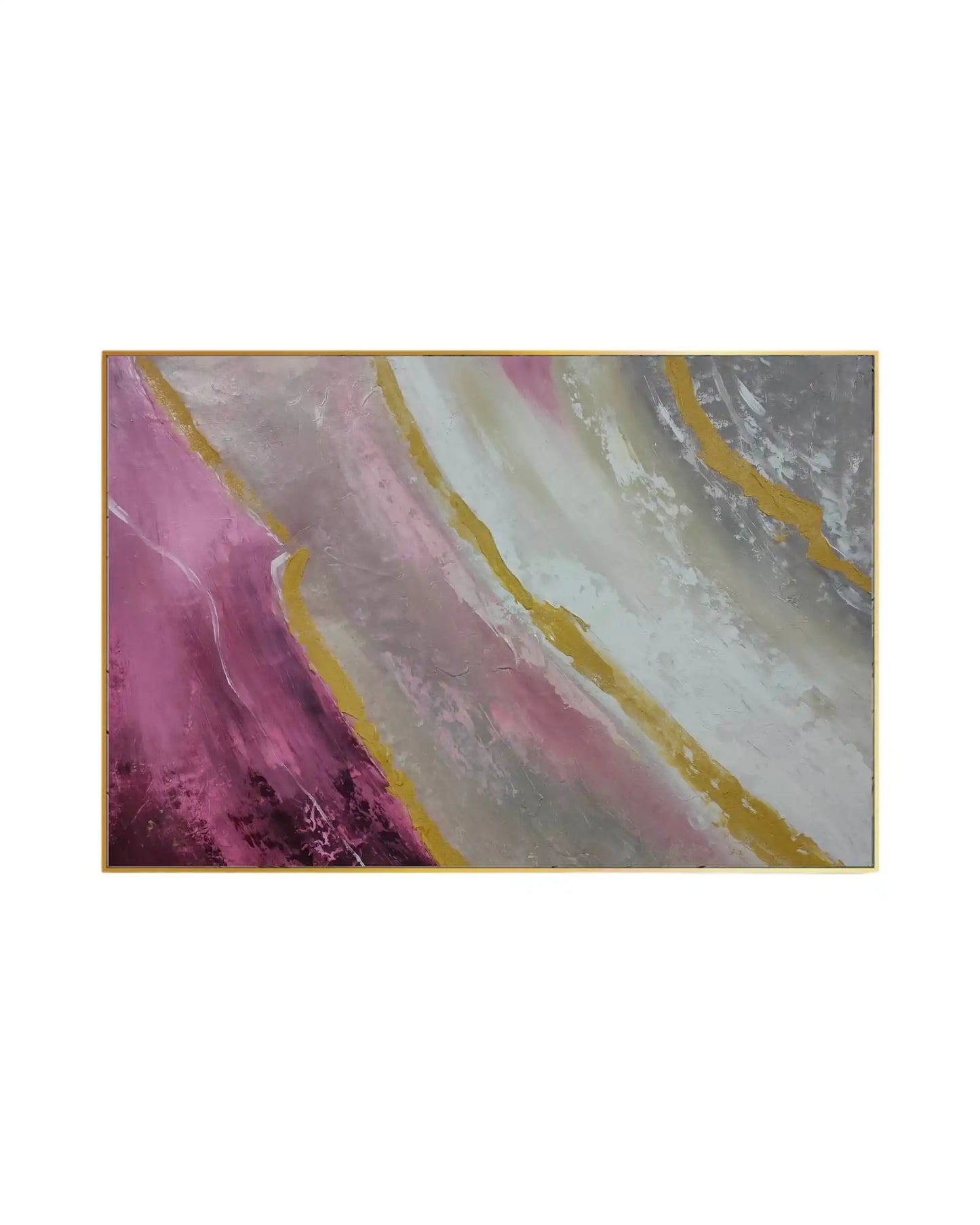 Muted Pink and Grey Geode Abstract Landscape Hand-Painted Canvas Art | HP013