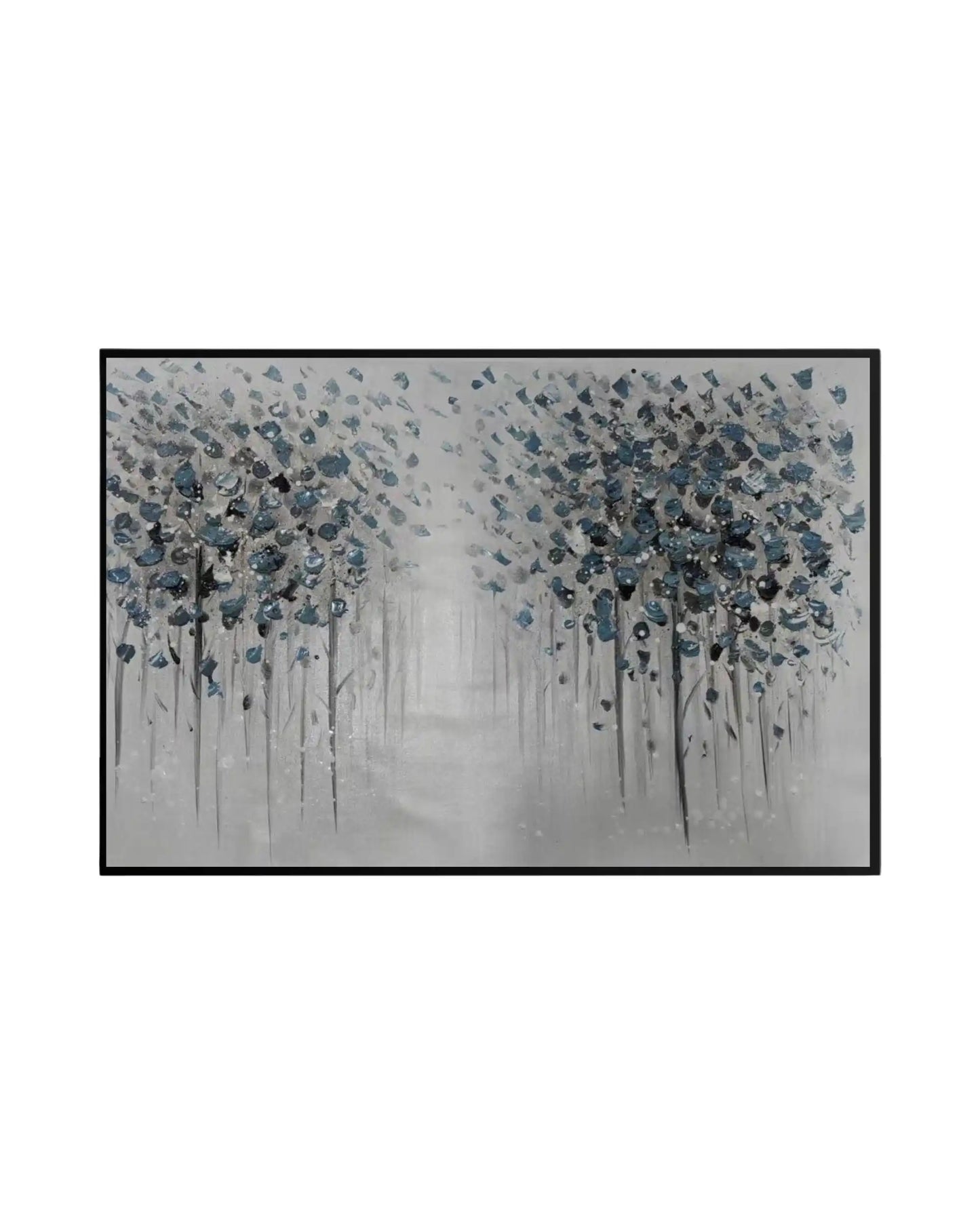 Muted Grey and Charcoal Forest Abstract Landscape Hand-Painted Canvas Art | HP014