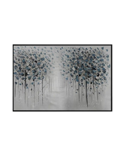 Muted Grey and Charcoal Forest Abstract Landscape Hand-Painted Canvas Art | HP014