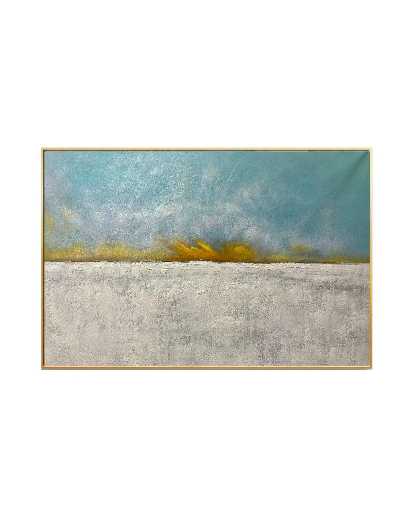 Sky Blue and White Horizon Landscape Abstract Hand-Painted Canvas Art | HP037