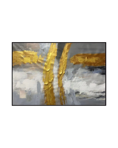 Grey and Gold Crossroads Abstract Landscape Hand-Painted Canvas Art | HP051