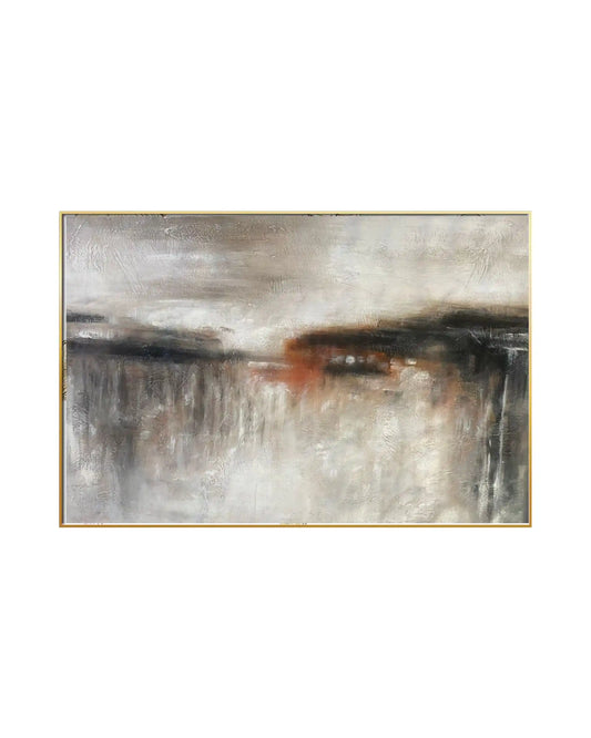 Earthy Rust and Charcoal Landscape Abstract Hand-Painted Canvas Art | HP023