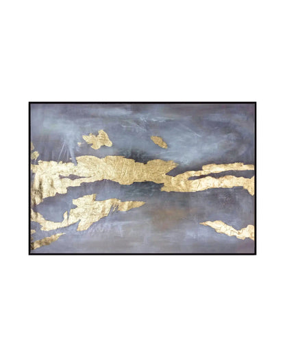 Dark Grey and Gold Abstract Storm Landscape Hand-Painted Canvas Art |HP020