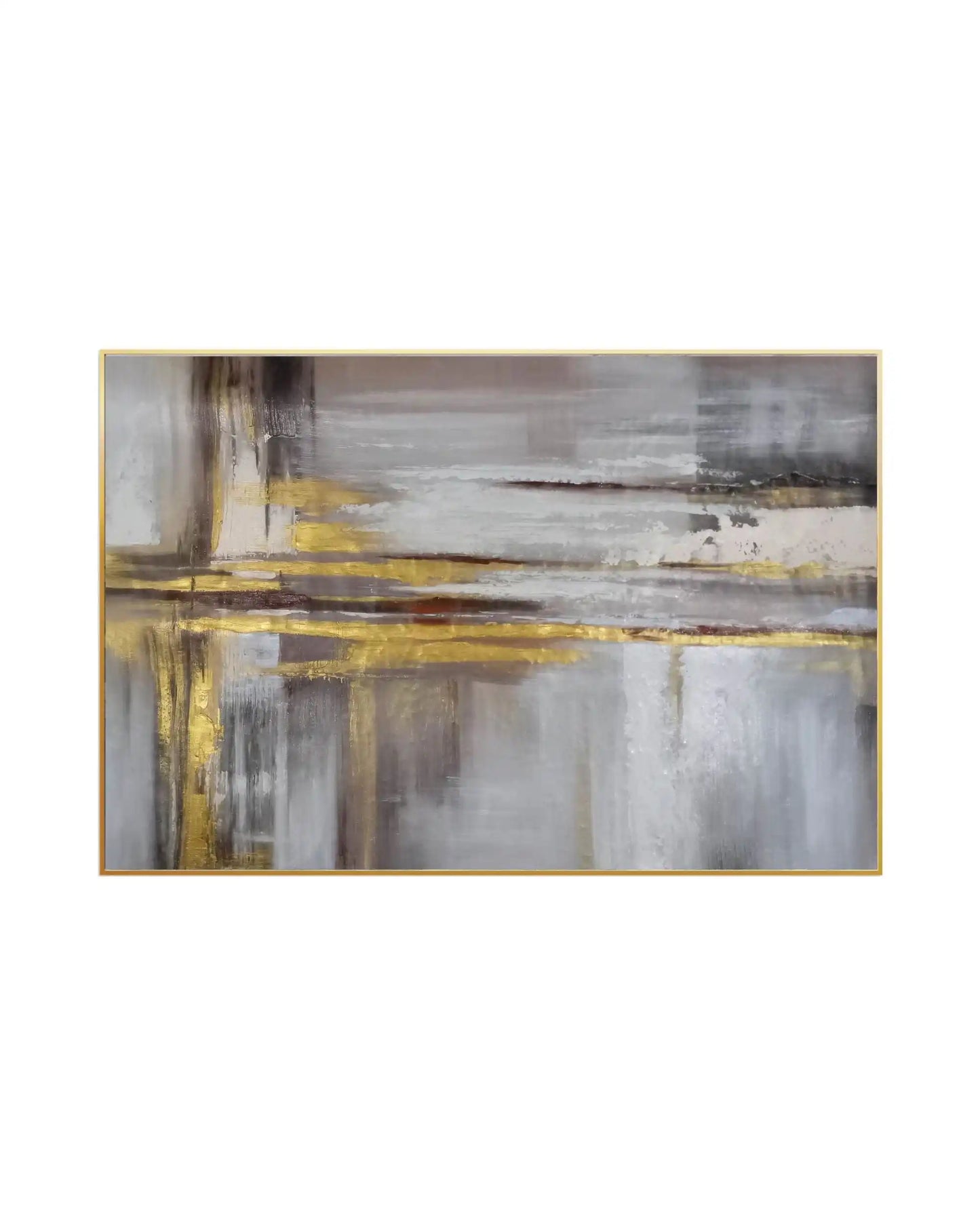 Gold Grid Abstract Cross Hand-Painted Canvas Art | HP021