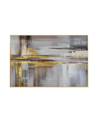 Gold Grid Abstract Cross Hand-Painted Canvas Art | HP021