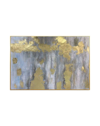 Metallic Gold Flecks Grey Abstract Hand-Painted Canvas Art | HP022