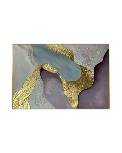 Fluid Geode Waves Hand-Painted Metallic Gold Canvas Wall Art | HP027